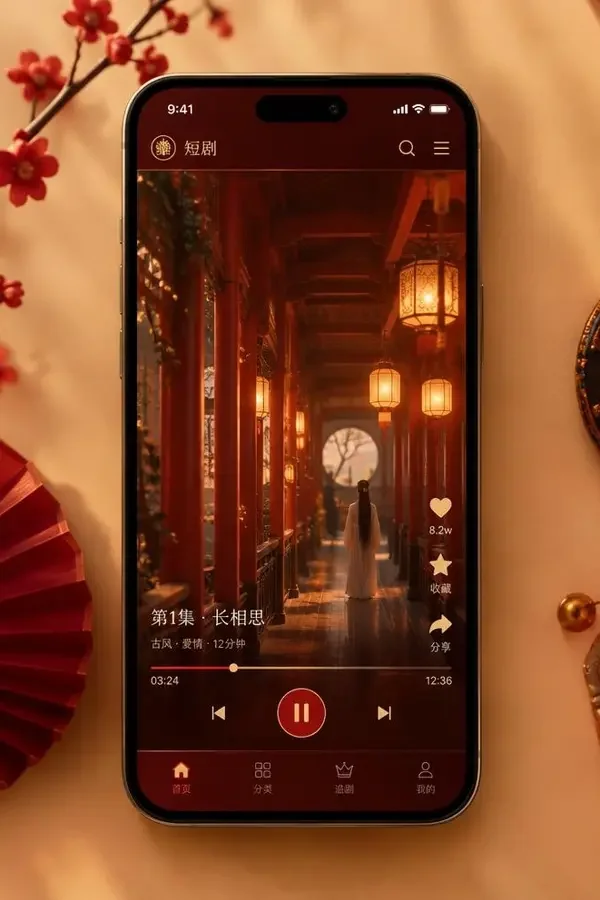 黄果短剧 APP 播放界面预览