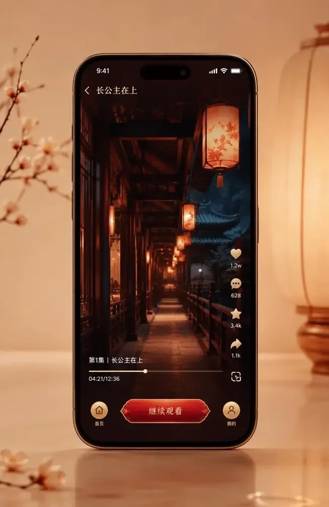 黄果短剧 APP 竖屏播放界面